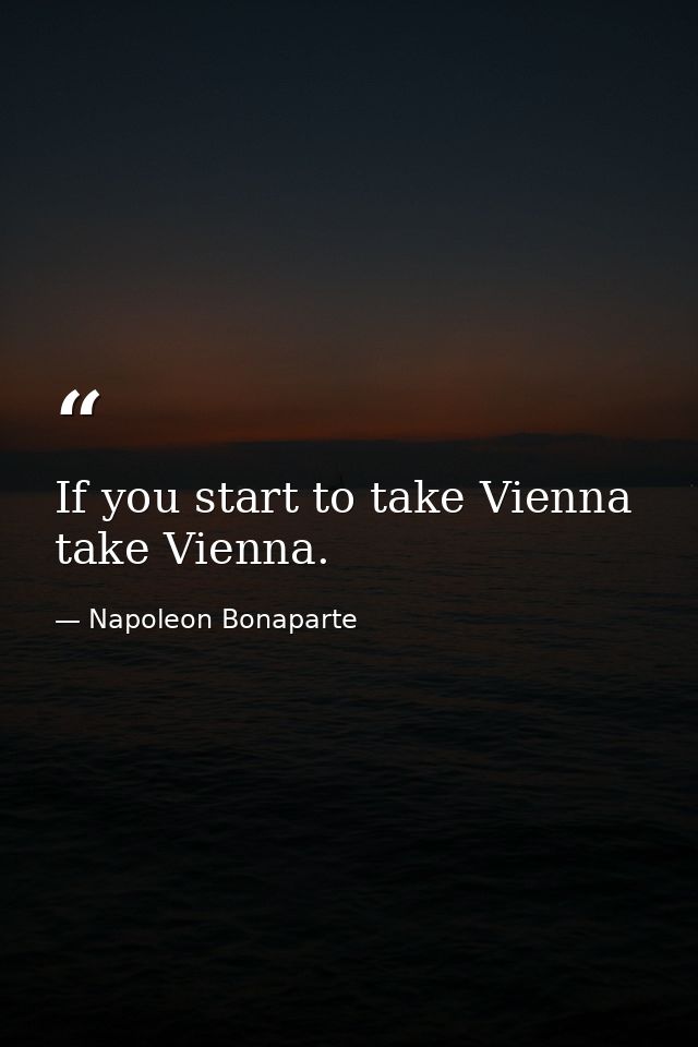 If you start to take Vienna  take Vienna. — Napoleon Bonaparte