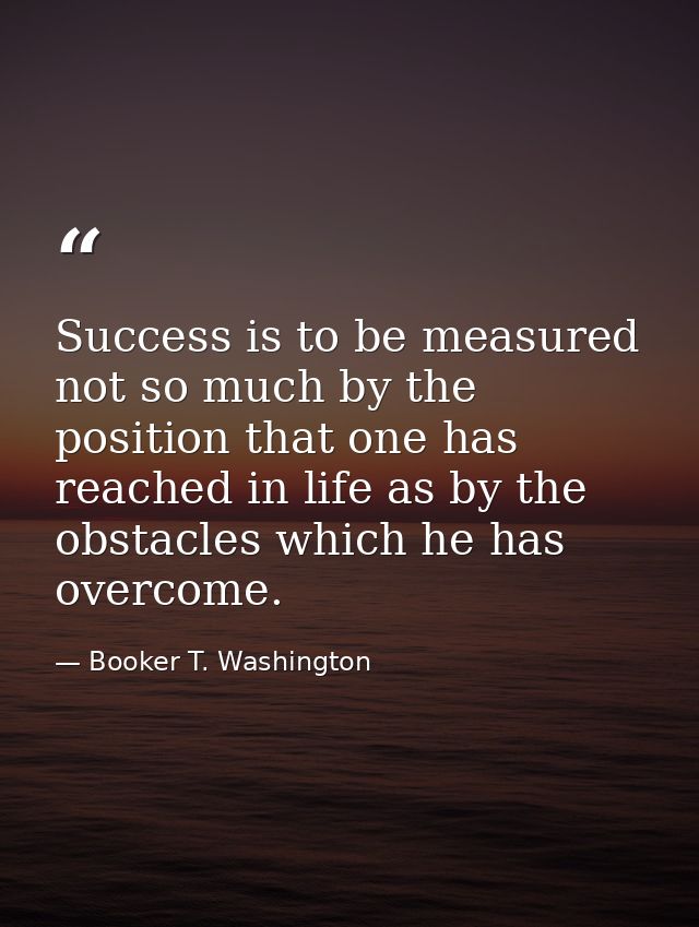 Success is to be measured not so much by the position that one has reached in life as by the obstacles which he has over — Booker T. Washington
