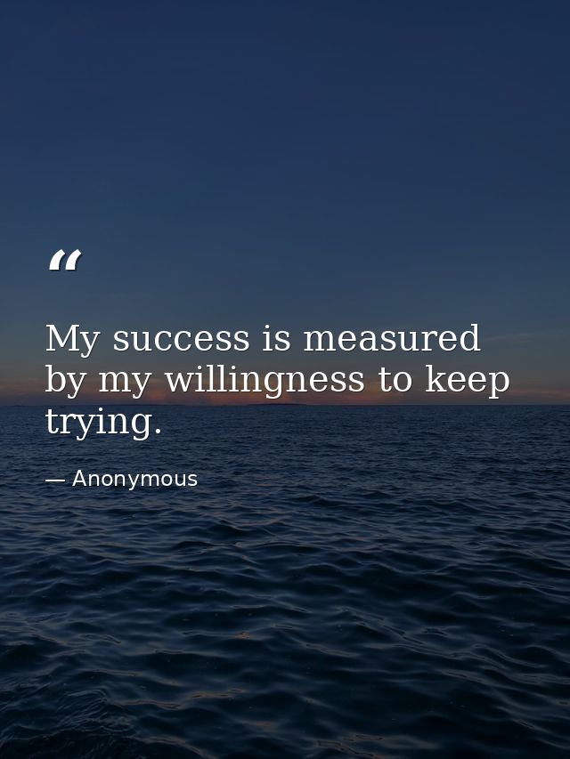 My success is measured by my willingness to keep trying. — Anonymous