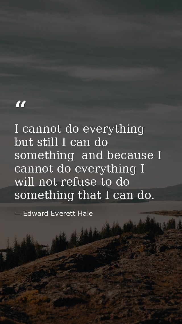 I cannot do everything  but still I can do something  and because I cannot do everything I will not refuse to do somethi — Edward Everett Hale