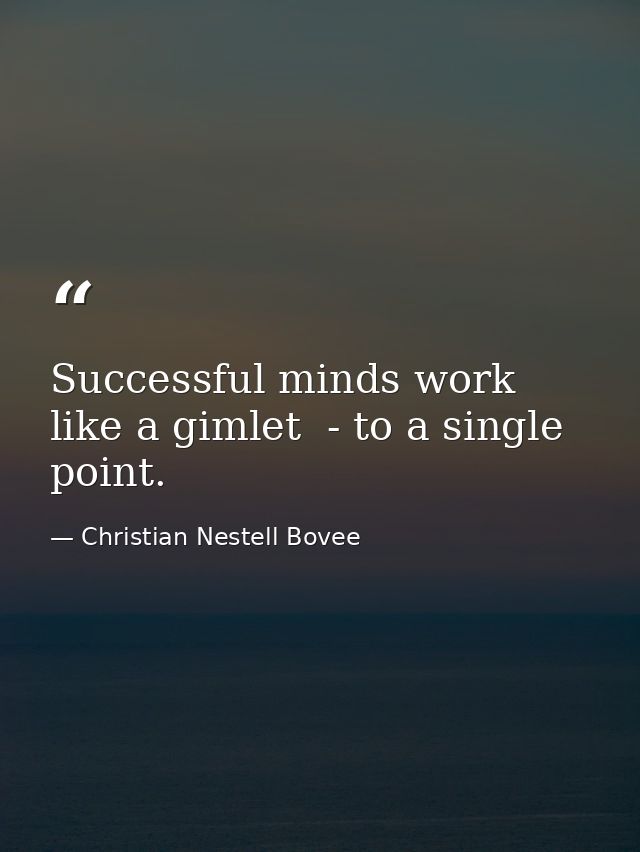 Successful minds work like a gimlet  - to a single point. — Christian Nestell Bovee