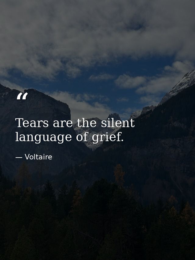 Tears are the silent language of grief. — Voltaire