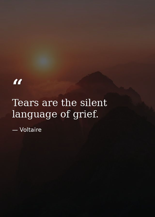 Tears are the silent language of grief. — Voltaire