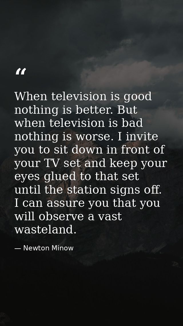 When television is good  nothing is better. But when television is bad  nothing is worse. I invite you to sit down in fr — Newton Minow