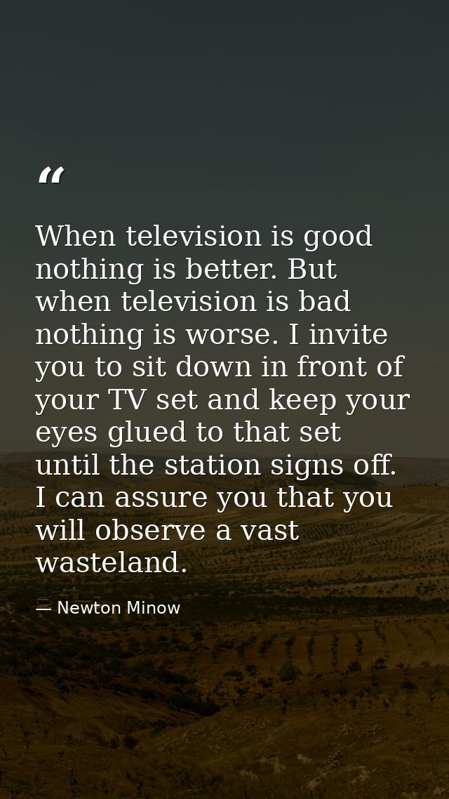 When television is good  nothing is better. But when television is bad  nothing is worse. I invite you to sit down in fr — Newton Minow