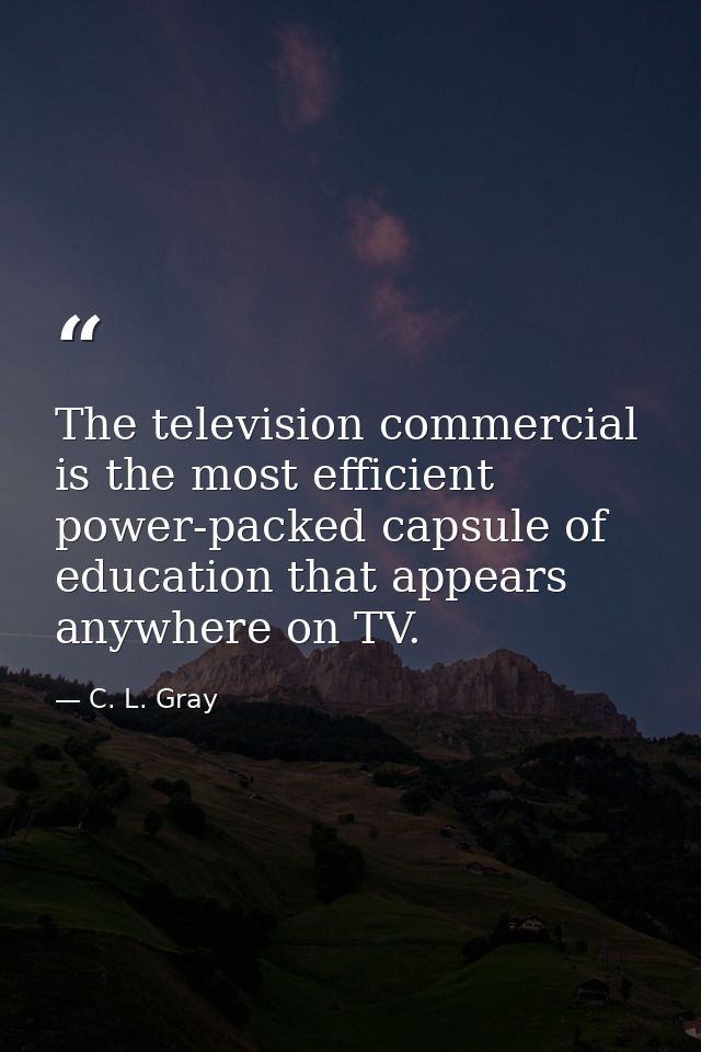 The television commercial is the most efficient power-packed capsule of education that appears anywhere on TV. — C. L. Gray