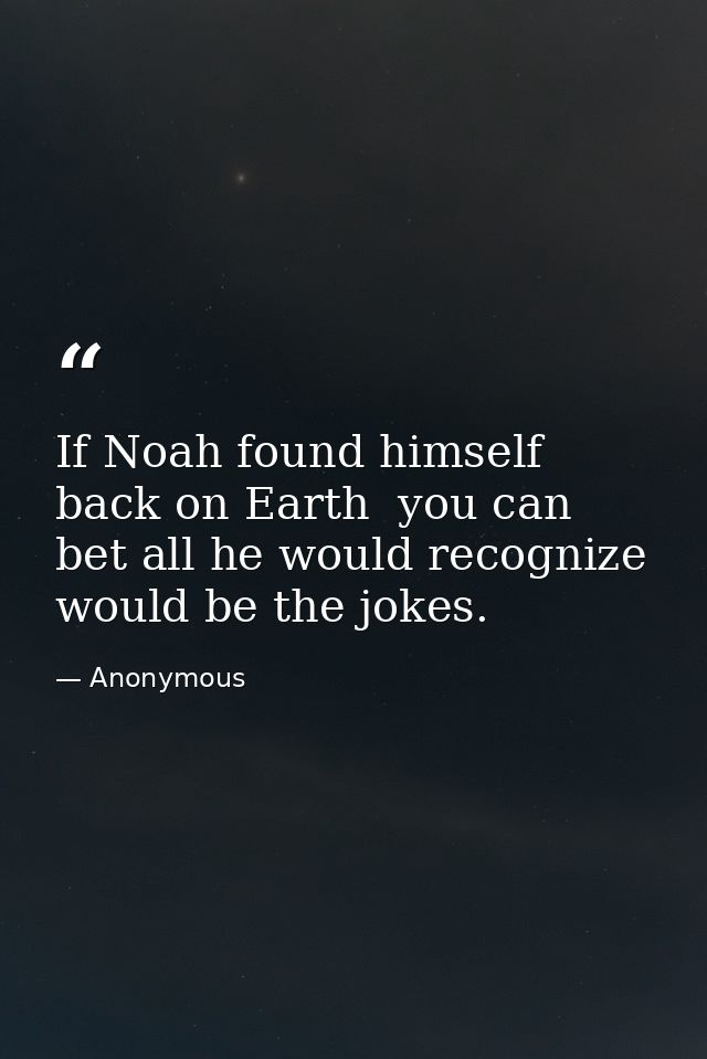 If Noah found himself back on Earth  you can bet all he would recognize would be the jokes. — Anonymous