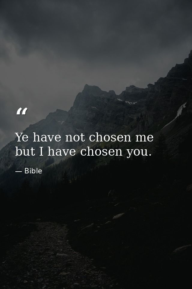 Ye have not chosen me  but I have chosen you. — Bible