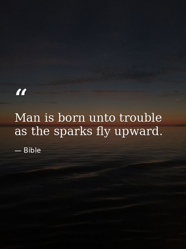 Man is born unto trouble  as the sparks fly upward. — Bible