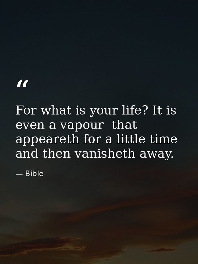 For what is your life? It is even a vapour  that appeareth for a little time  and then vanisheth away. — Bible