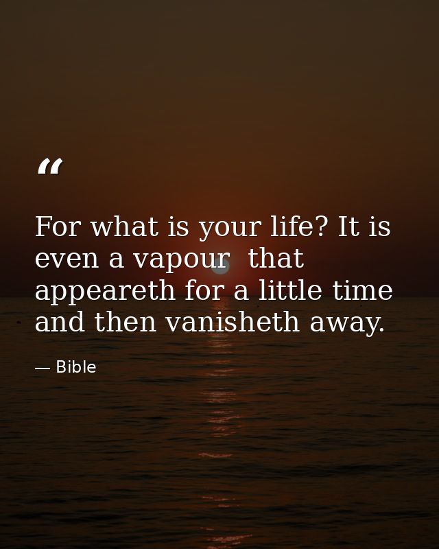 For what is your life? It is even a vapour  that appeareth for a little time  and then vanisheth away. — Bible