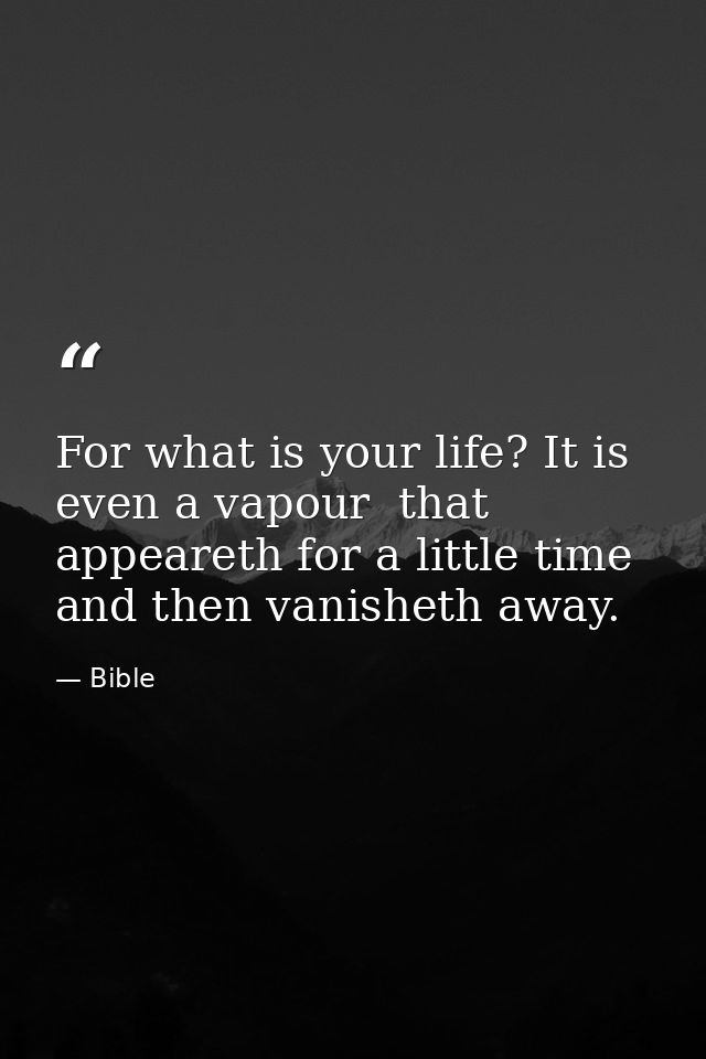 For what is your life? It is even a vapour  that appeareth for a little time  and then vanisheth away. — Bible