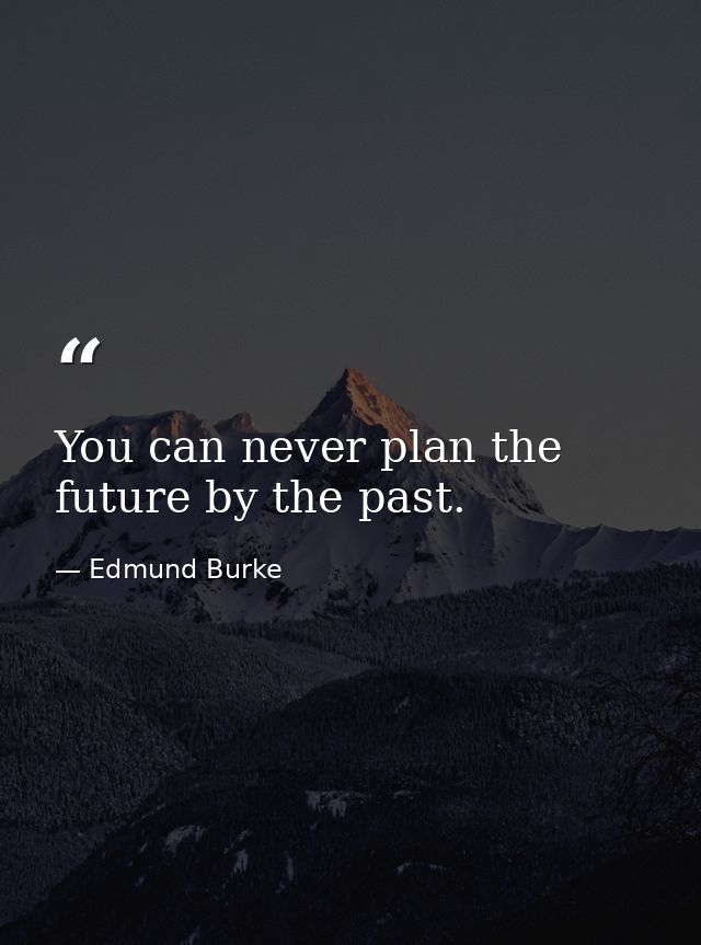 You can never plan the future by the past. — Edmund Burke