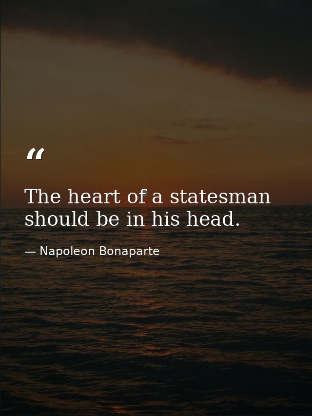 The heart of a statesman should be in his head. — Napoleon Bonaparte
