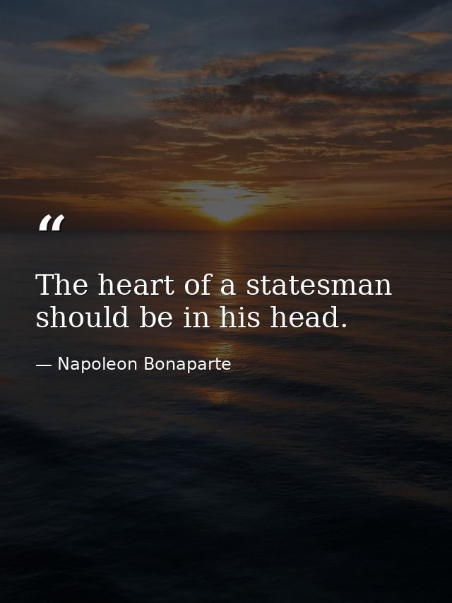 The heart of a statesman should be in his head. — Napoleon Bonaparte