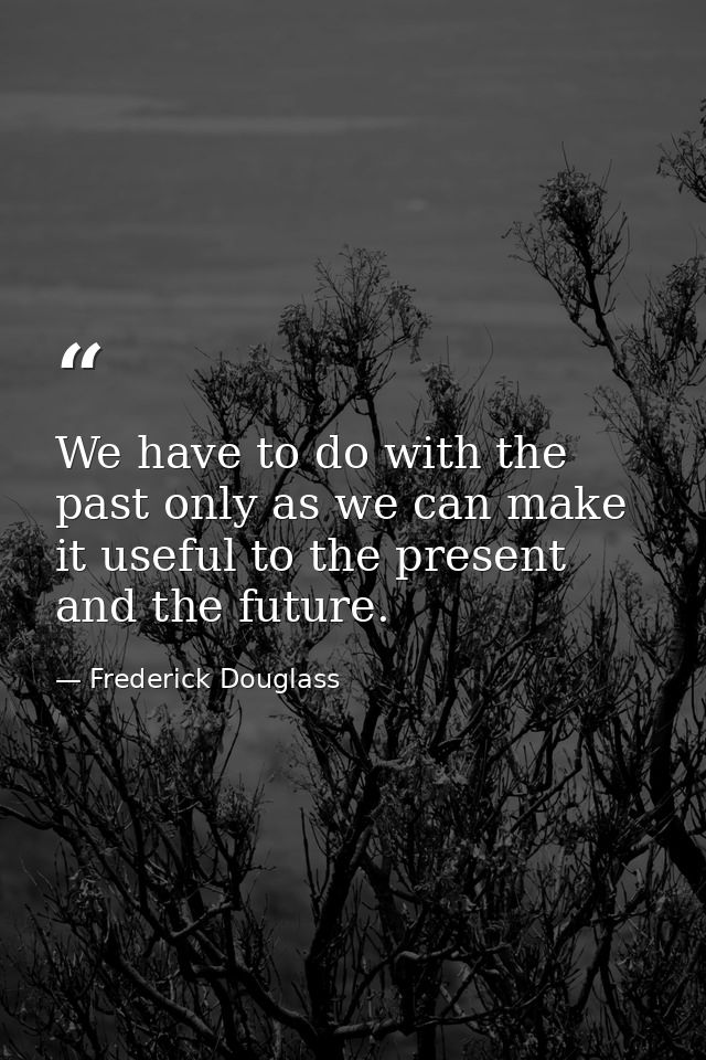 We have to do with the past only as we can make it useful to the present and the future. — Frederick Douglass