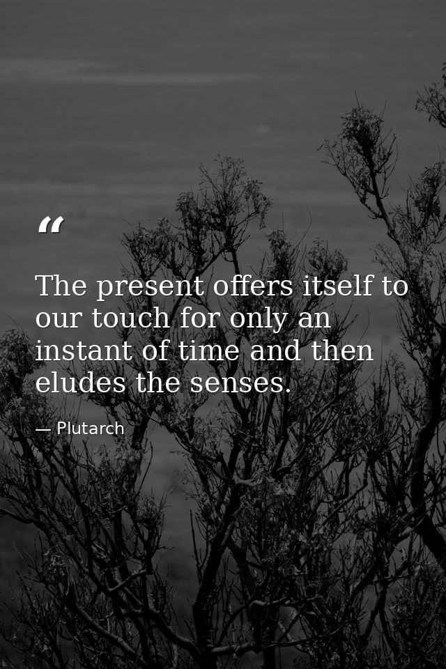 The present offers itself to our touch for only an instant of time and then eludes the senses. — Plutarch
