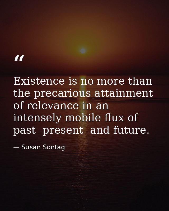 Existence is no more than the precarious attainment of relevance in an intensely mobile flux of past  present  and futur — Susan Sontag