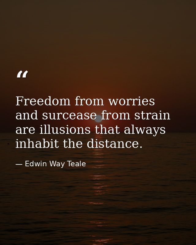 Freedom from worries and surcease from strain are illusions that always inhabit the distance. — Edwin Way Teale