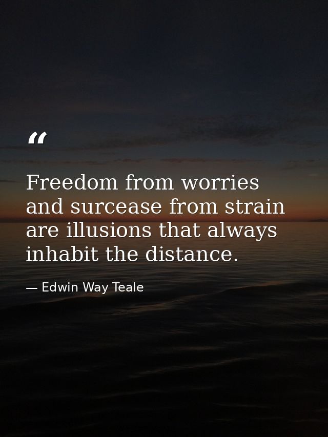 Freedom from worries and surcease from strain are illusions that always inhabit the distance. — Edwin Way Teale