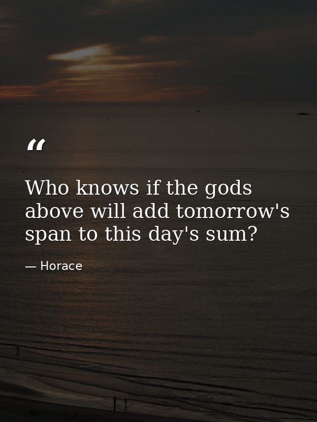 Who knows if the gods above will add tomorrow's span to this day's sum? — Horace