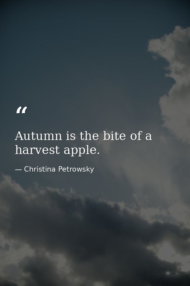 Autumn is the bite of a harvest apple. — Christina Petrowsky