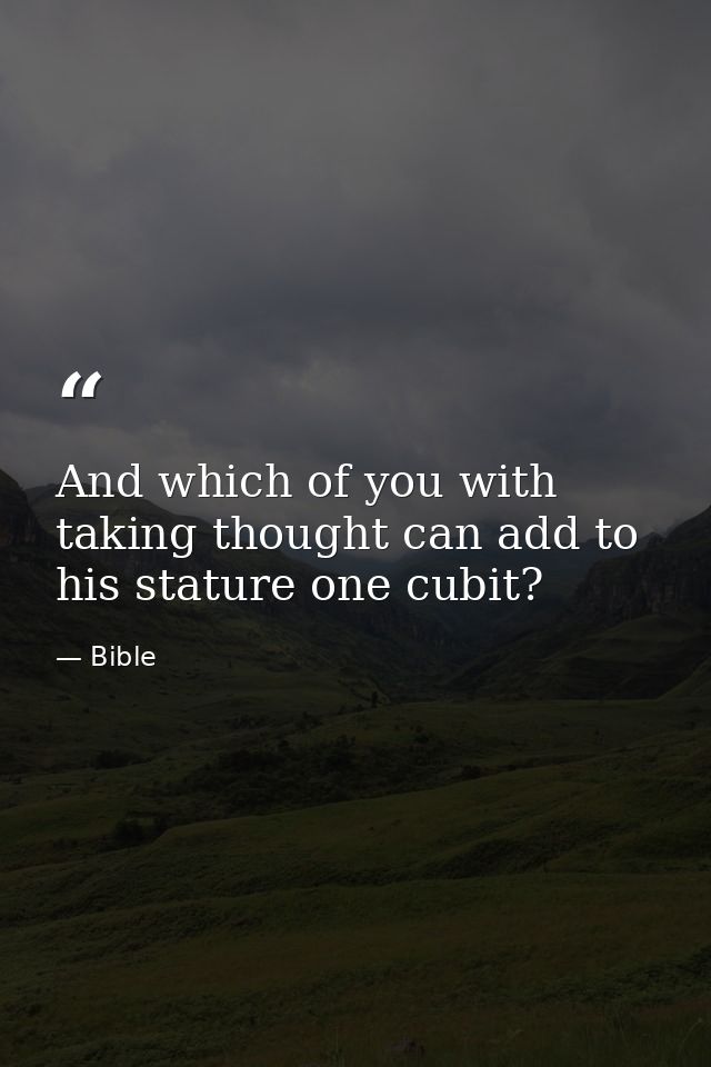 And which of you with taking thought can add to his stature one cubit? — Bible