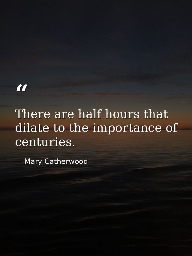 There are half hours that dilate to the importance of centuries. — Mary Catherwood