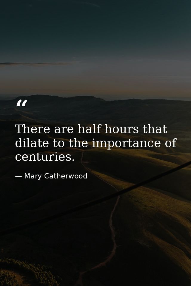 There are half hours that dilate to the importance of centuries. — Mary Catherwood