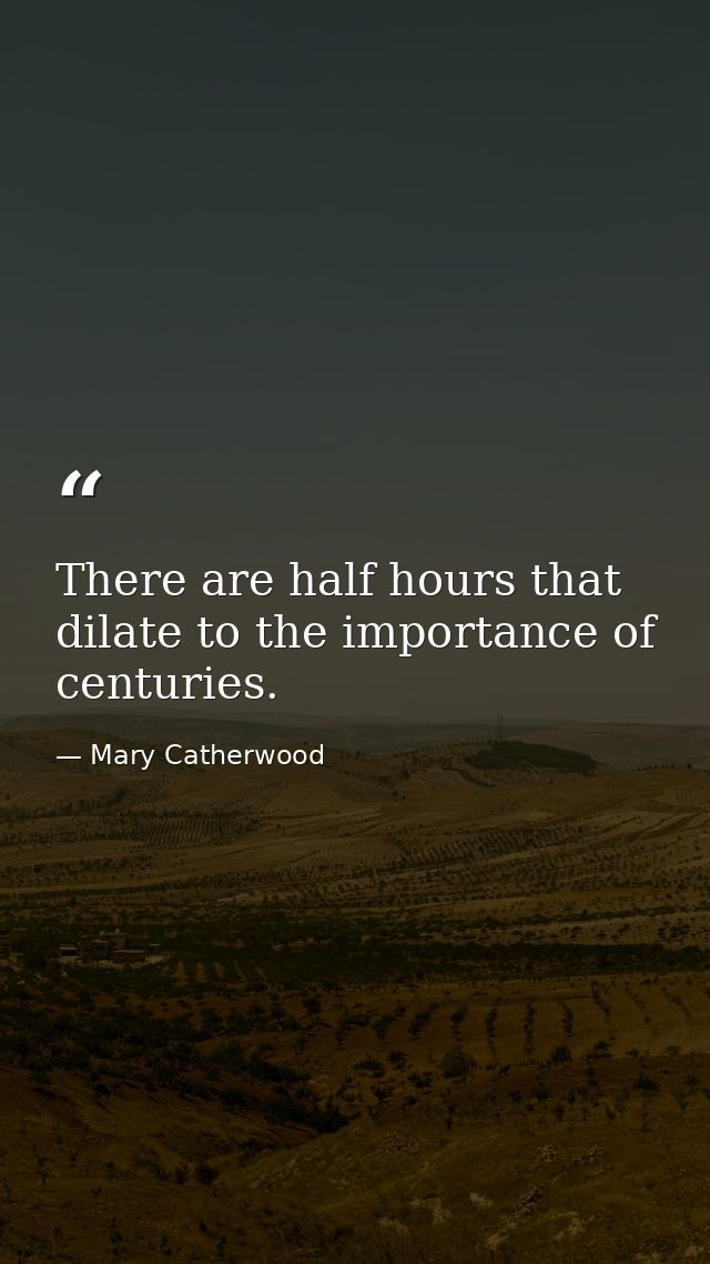There are half hours that dilate to the importance of centuries. — Mary Catherwood