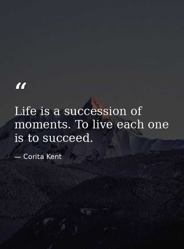 Life is a succession of moments. To live each one is to succeed. — Corita Kent