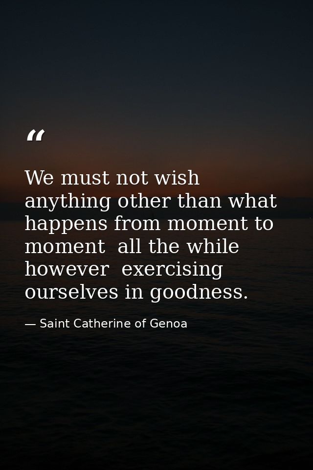 We must not wish anything other than what happens from moment to moment  all the while  however  exercising ourselves in — Saint Catherine of Genoa