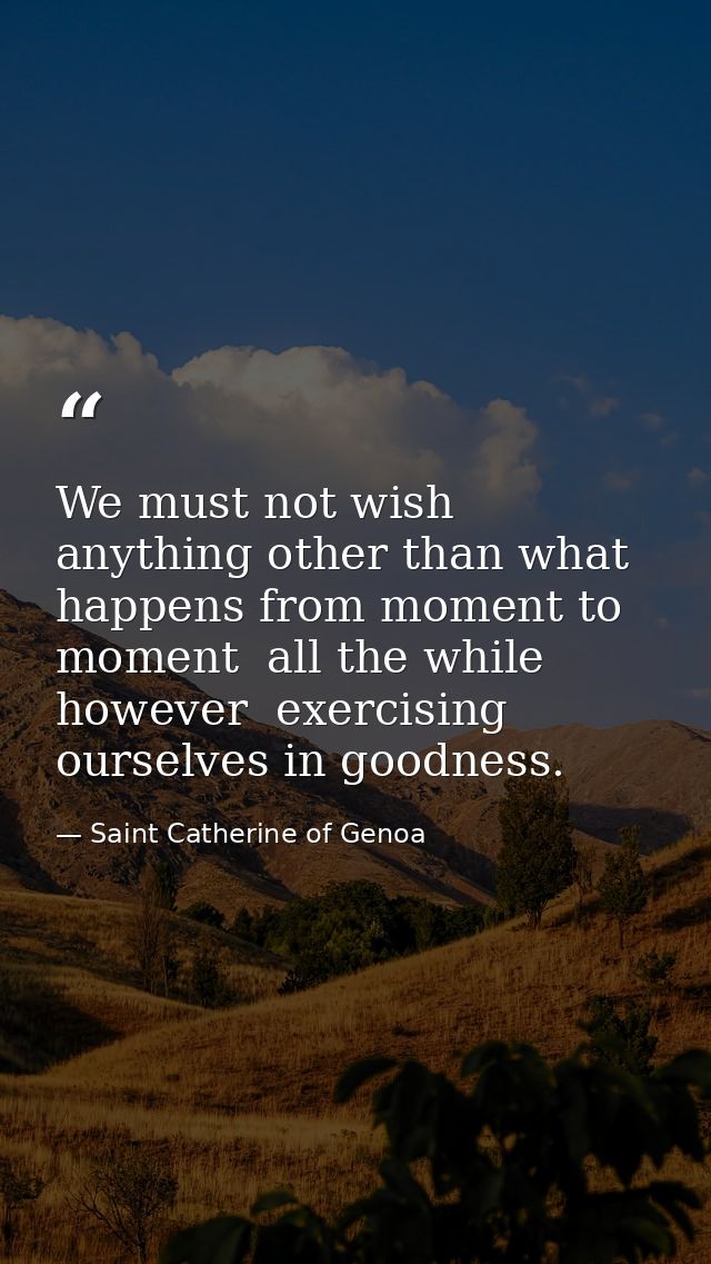 We must not wish anything other than what happens from moment to moment  all the while  however  exercising ourselves in — Saint Catherine of Genoa
