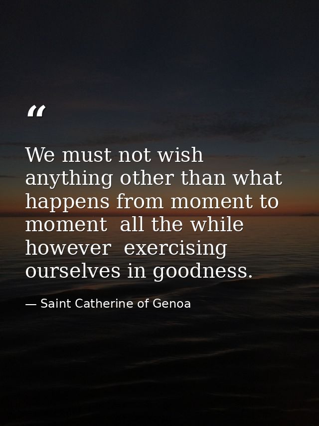 We must not wish anything other than what happens from moment to moment  all the while  however  exercising ourselves in — Saint Catherine of Genoa