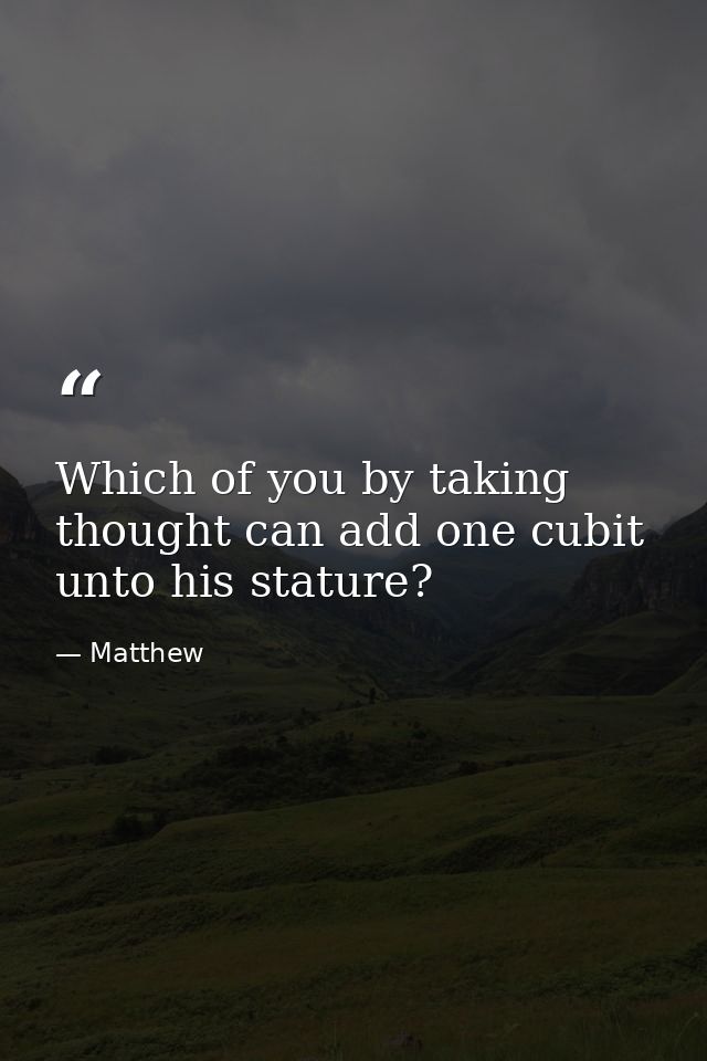 Which of you by taking thought can add one cubit unto his stature? — Matthew