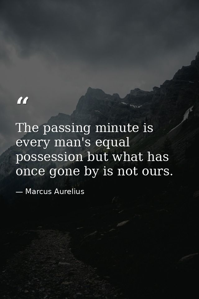 The passing minute is every man's equal possession but what has once gone by is not ours. — Marcus Aurelius