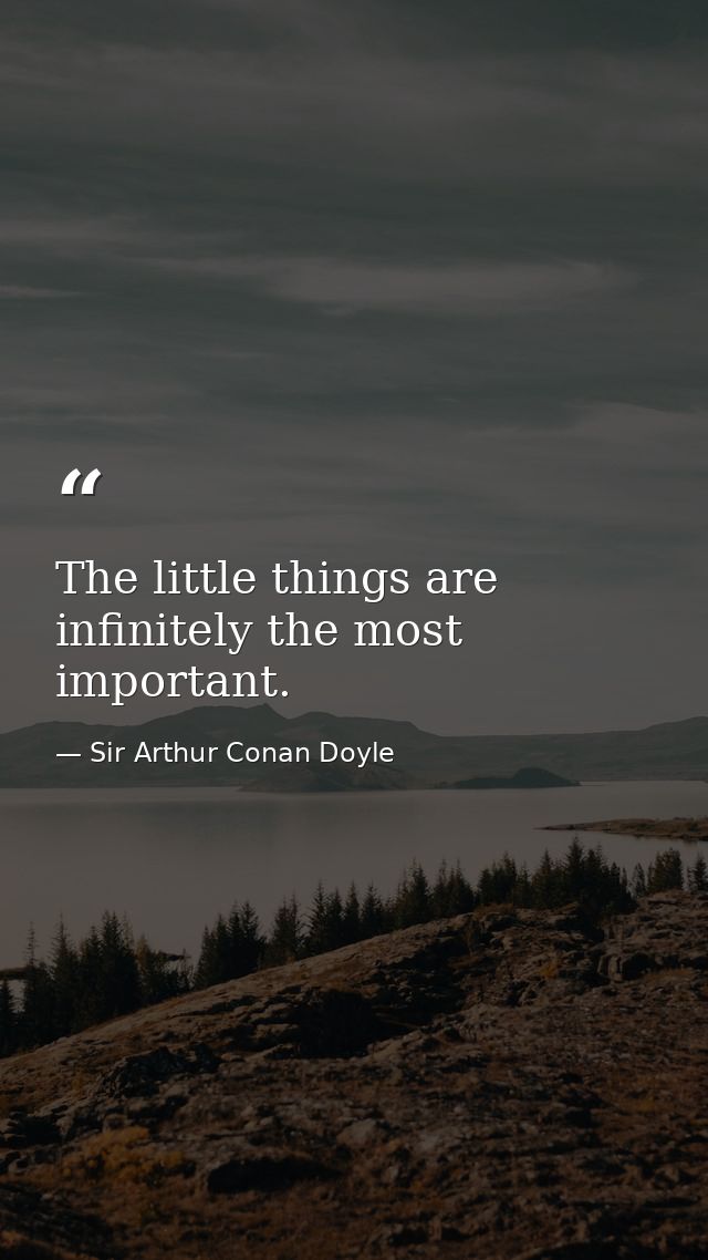 The little things are infinitely the most important. — Sir Arthur Conan Doyle