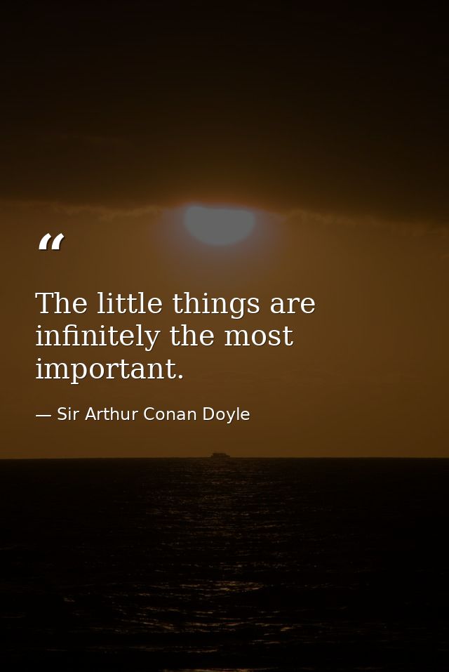 The little things are infinitely the most important. — Sir Arthur Conan Doyle