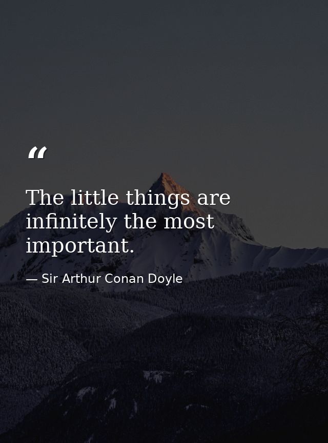 The little things are infinitely the most important. — Sir Arthur Conan Doyle