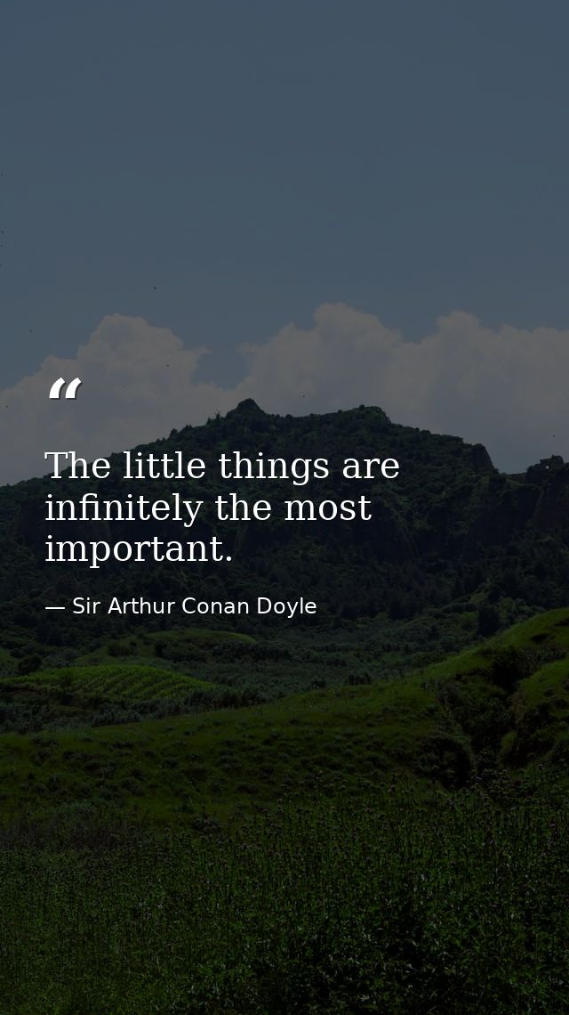 The little things are infinitely the most important. — Sir Arthur Conan Doyle