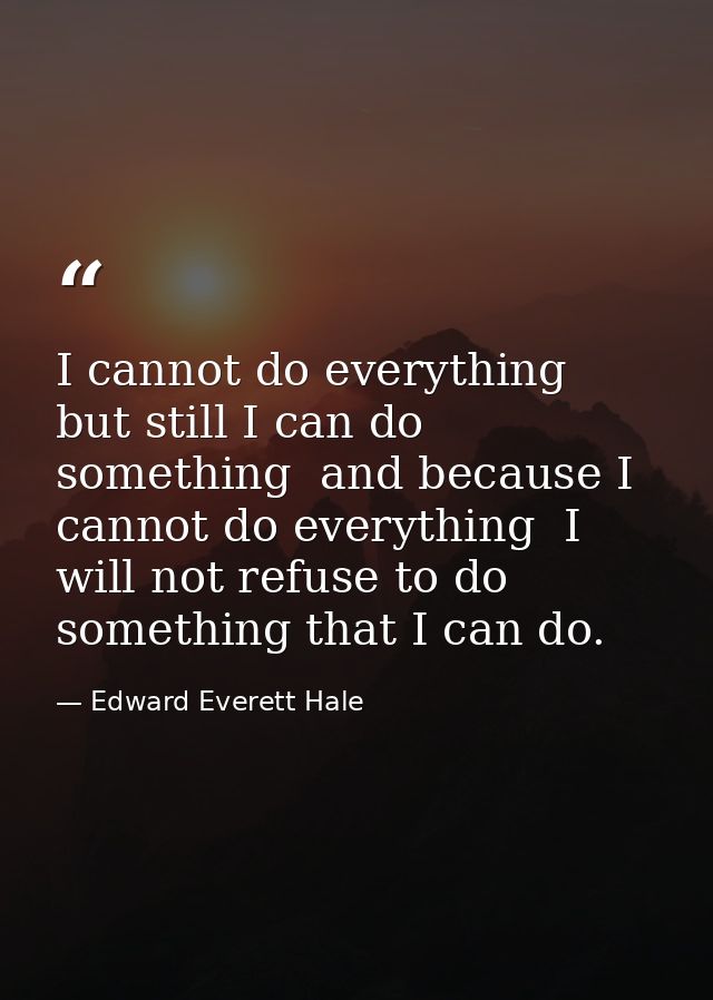 I cannot do everything  but still I can do something  and because I cannot do everything  I will not refuse to do someth — Edward Everett Hale