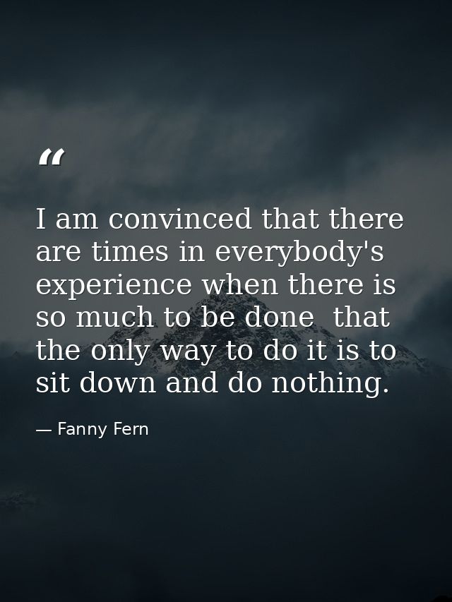 I am convinced that there are times in everybody's experience when there is so much to be done  that the only way to do  — Fanny Fern