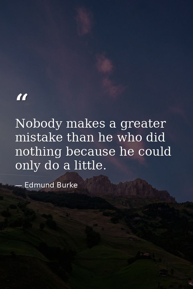 Nobody makes a greater mistake than he who did nothing because he could only do a little. — Edmund Burke