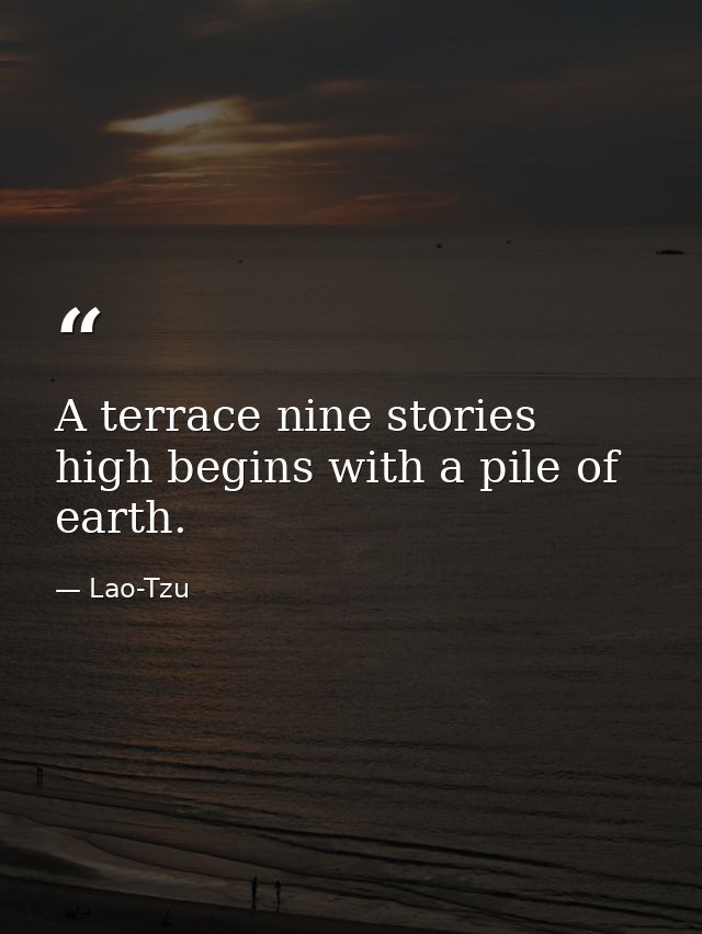 A terrace nine stories high begins with a pile of earth. — Lao-Tzu