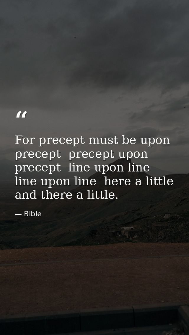 For precept must be upon precept  precept upon precept  line upon line  line upon line  here a little  and there a littl — Bible