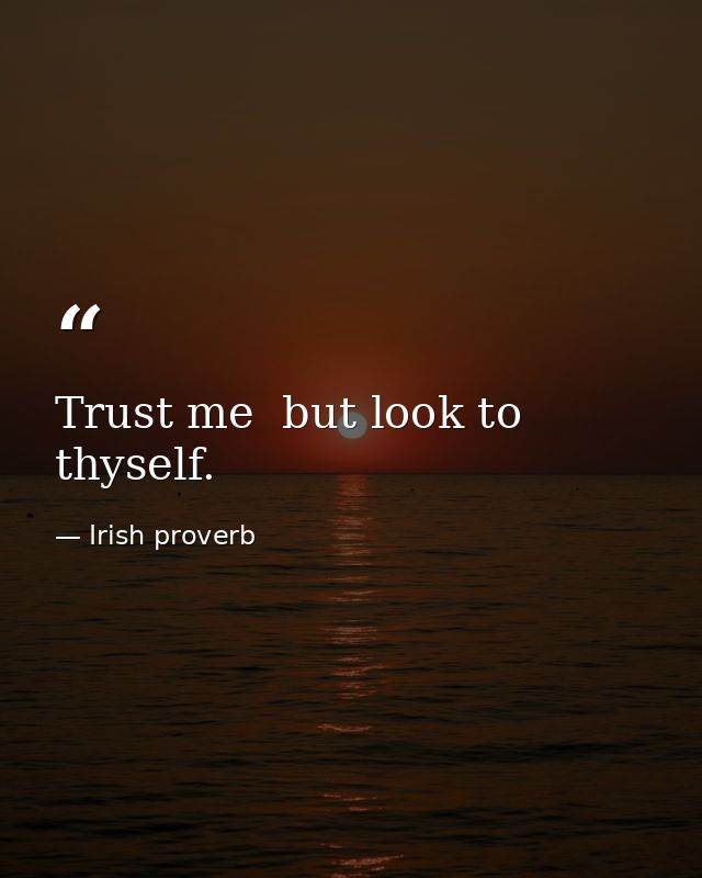 Trust me  but look to thyself. — Irish proverb