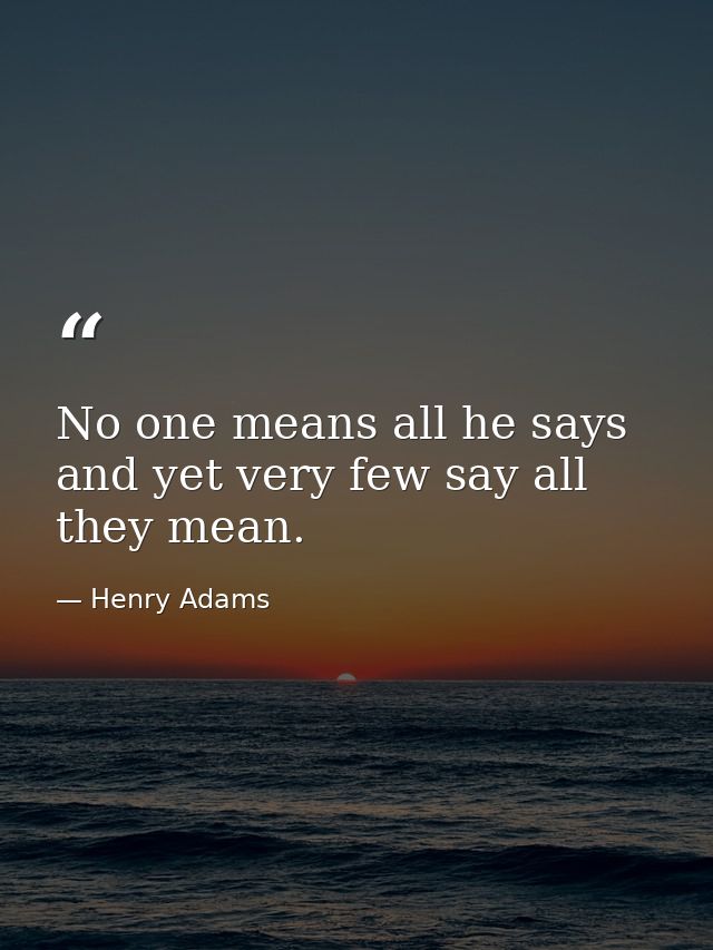No one means all he says and yet very few say all they mean. — Henry Adams