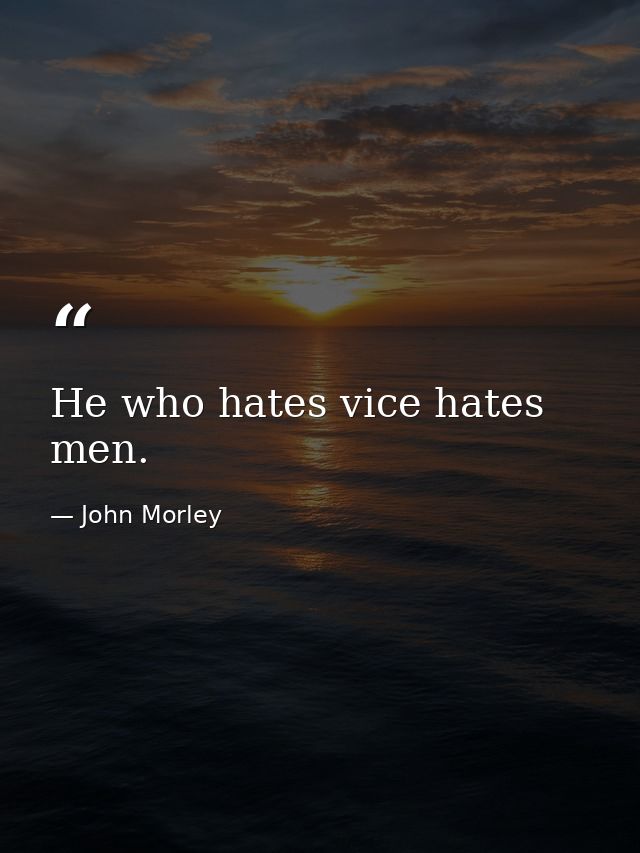He who hates vice hates men. — John Morley