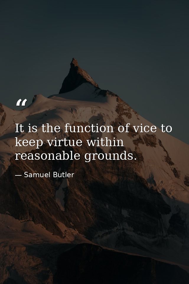 It is the function of vice to keep virtue within reasonable grounds. — Samuel Butler