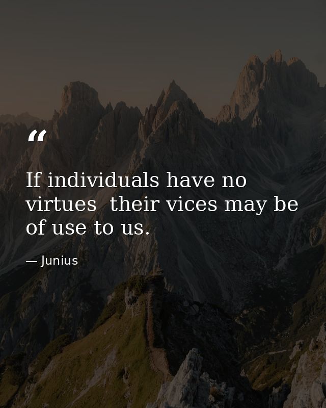 If individuals have no virtues  their vices may be of use to us. — Junius